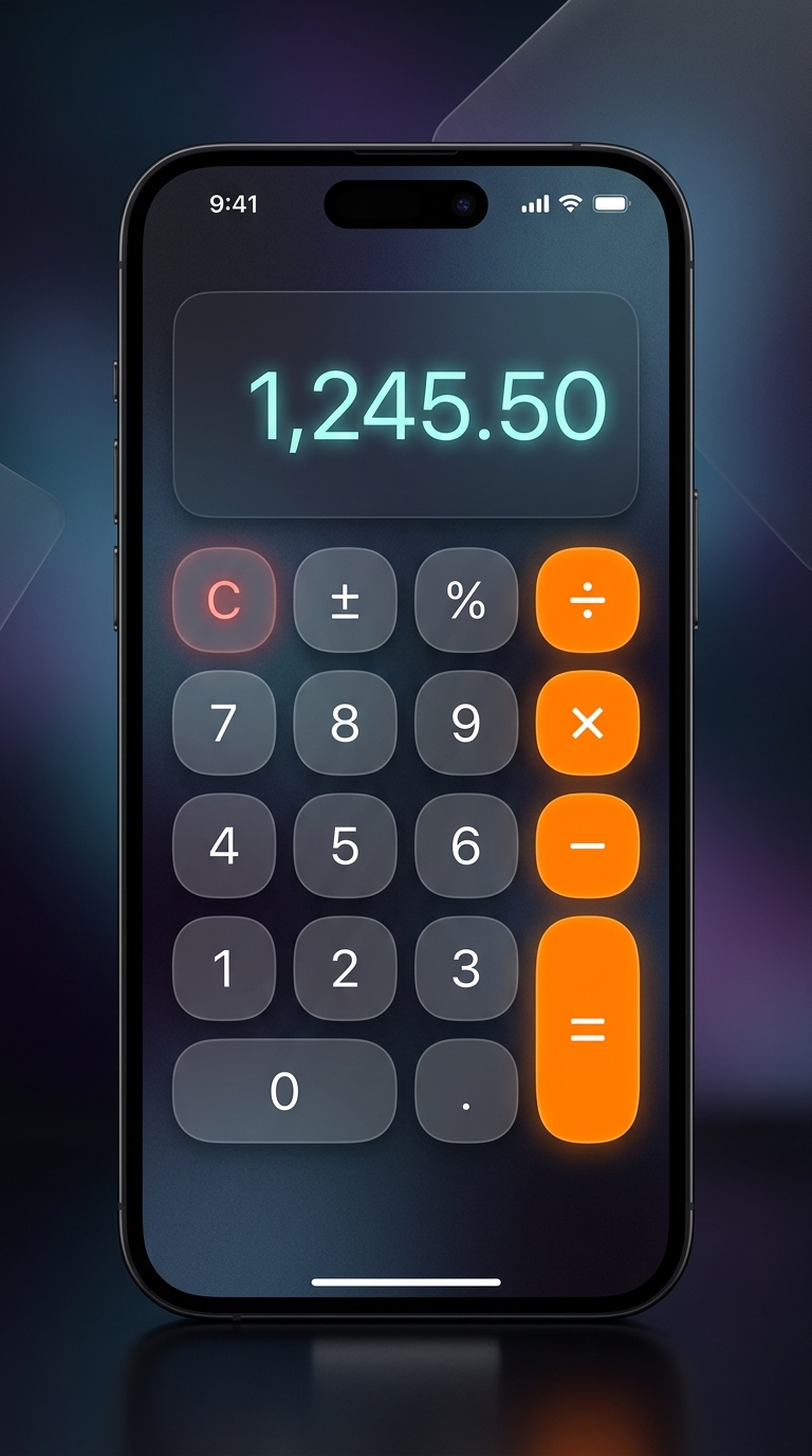 Glassmorphism iOS Calculator App